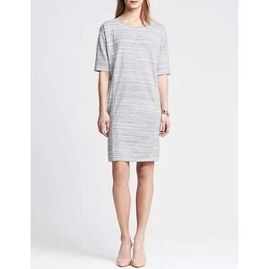 Banana Republic Gray Striped Knit Short Sleeve Casual Dress Small Comfort Career